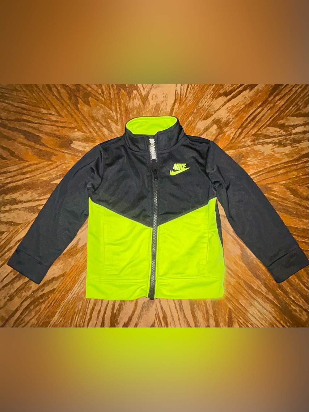 Nike Toddler Boys Full Zip Track Jacket Black Neon Yellow Volt Size 24M